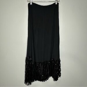 Babette Women’s Lagenlook Crinkle Elastic Waist Mesh Panel Maxi Skirt Size XL